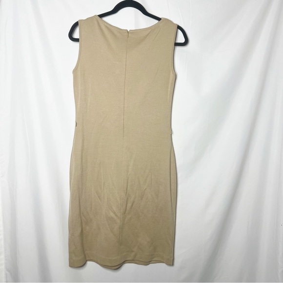 St. John Tan Cowl Neck Sleeveless Dress Size 8 - Picture 2 of 5